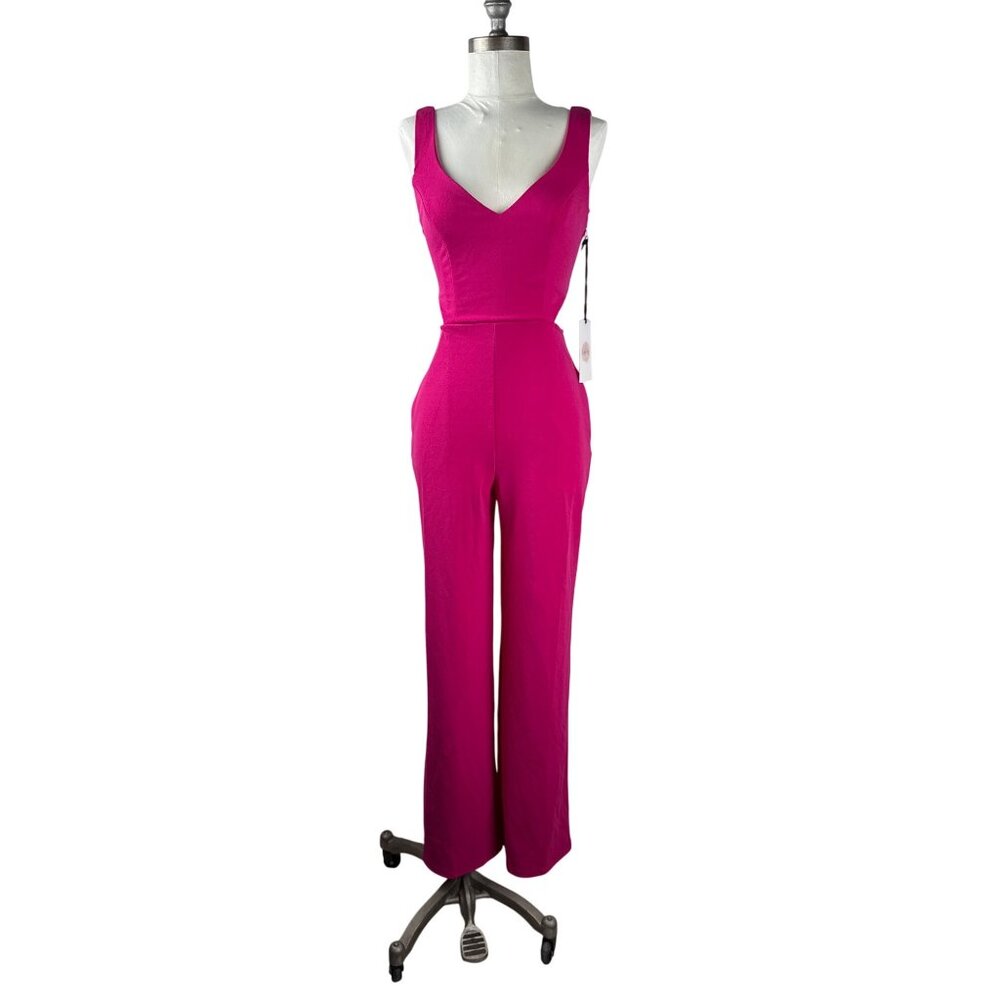 Crystal Sky Women's Side Cut Out Zip Closure Pink Jumpsuit Size XS NWT‎